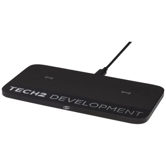Dual wireless charghing pad | Zinc alloy & PU | Ultra slim | solid black