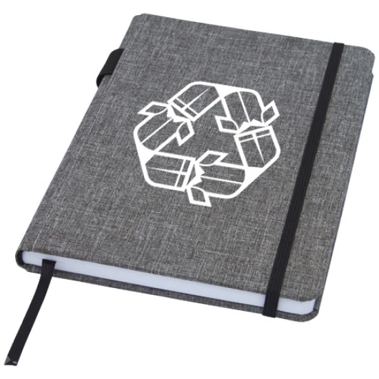 A5 notebook | rPET | 96 lined sheets | Incl. pen loop | heather grey
