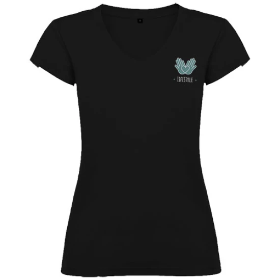 Roly T-shirt | Cotton | V-neck | For women | solid black