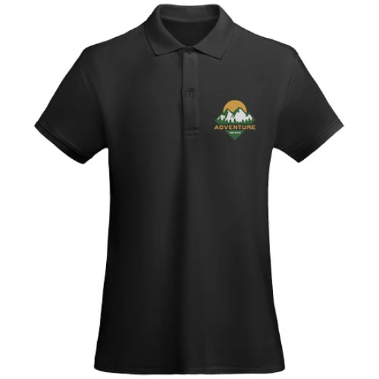 Roly polo | 100% organic cotton 210 g/m² | For women | Short sleeve | Ribbed collar and sleeve edging | solid black