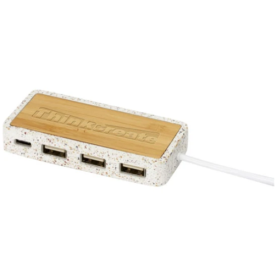 USB 2.0 hub | Natural terrazzo & bamboo | Sustainable | natural