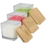 Geurkaars | Borosilicaatglas, bamboe en paraffine 40 g | Bamboe deksel | 8–12 uur brandtijd