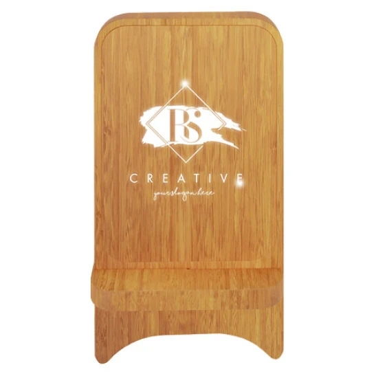 Wireless charging phone stand | Wood | Light-up logo | Sustainable | wood