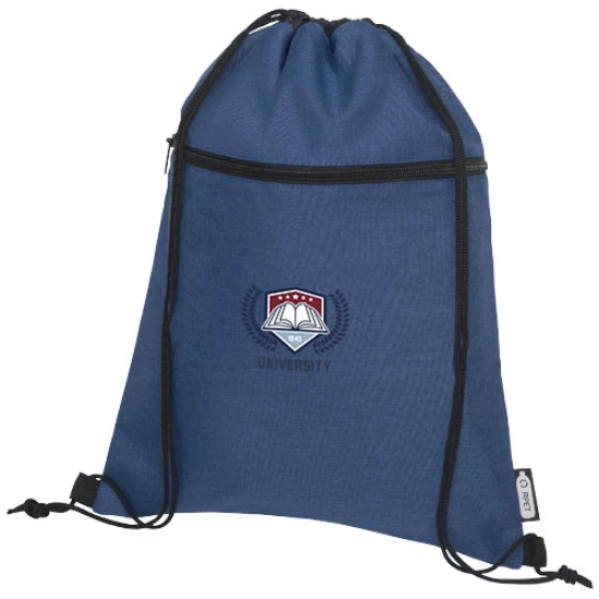Drawstring backpack | rPET | 5L | Zippered front pocket | heather navy