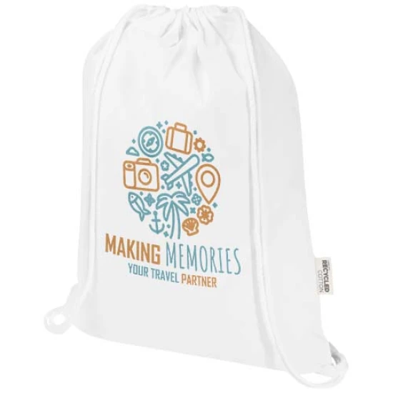 Trekkoordtas | Gerecycled katoen 140 g/m² | 5 L | Belastbaar tot 5 kg | Duurzaam | wit