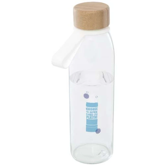 Water bottle | Glass & bamboo | 500ml | Silicone handle | Sustainable | transparent clear