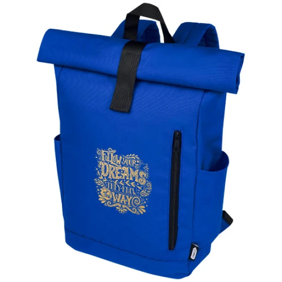 Roll-top backpack | rPET | 18L | 15.6" laptop compartment | royal blue