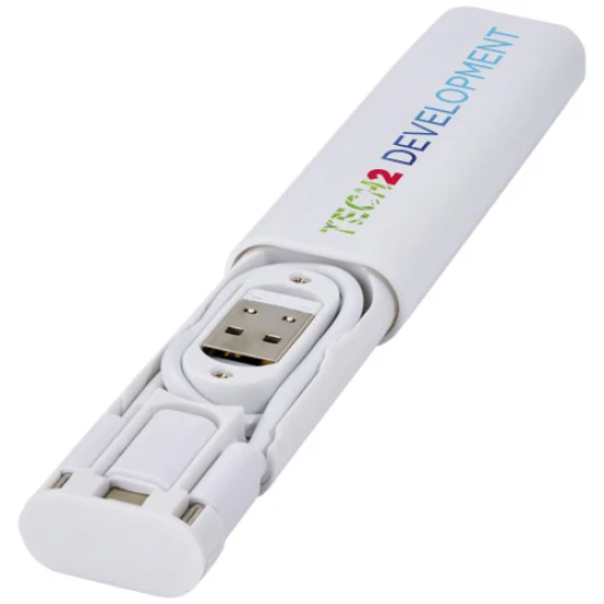 Modular charging cable | Recycled plastic | Cable length: 28 cm | USB-C & USB-A inputs | white