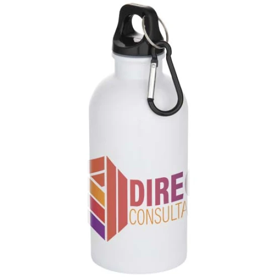Water bottle | Recycled stainless steel & PP | 400ml | With carabiner | Sublimation print | white