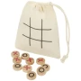 Tic-tac-toe game | Wood | 13x11cm | Cotton pouch as playing board | Travel-friendly