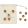 Tic-tac-toe game | Wood | 13x11cm | Cotton pouch as playing board | Travel-friendly