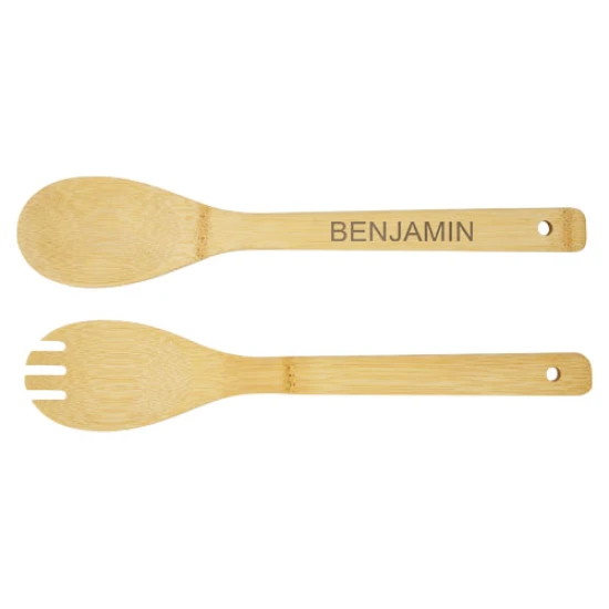 Salad bowl and cutlery | Classic | Bamboo wood | Environmentally friendly | natural