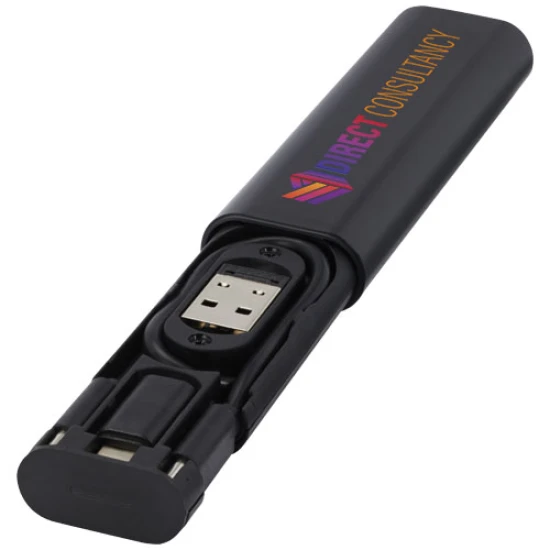 Modulaire oplaadkabel | Gerecycled plastic | Kabellengte: 28 cm | USB-C- en USB-A-ingangen | zwart