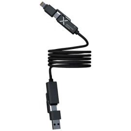 Magnetic charging cable | Recycled silicone and zinc alloy | 100W | 1 m | USB-A and USB-C input | Type-C and Lightning connectors