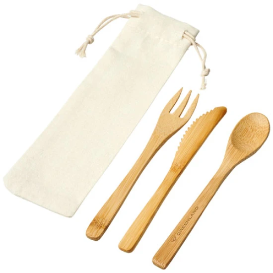 Bamboo cutlery set | Fork, knife and spoon | Bamboo wood | natural