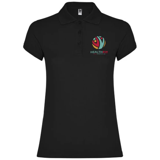 Roly's polo | 100% cotton 200 g/m² | For women | Short sleeve | Side seams and fitted cut | solid black