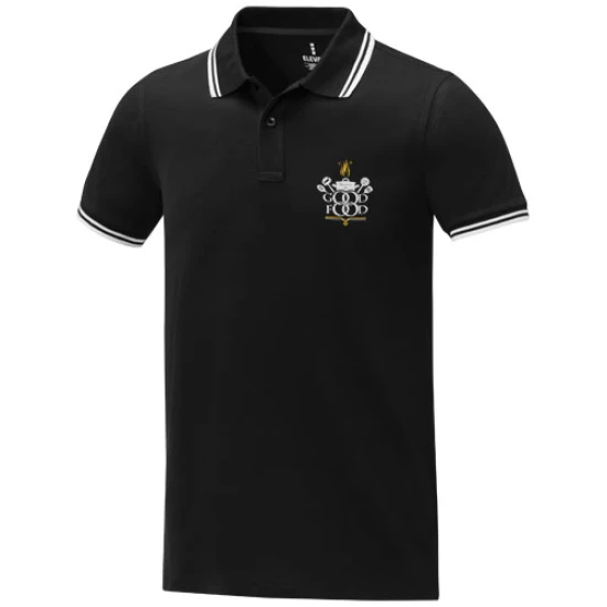 Polo shirt | 100% cotton 200 g/m2 | For men | Short sleeve | Satin neckband | Unique tipping detail on the collar and cuffs | solid black