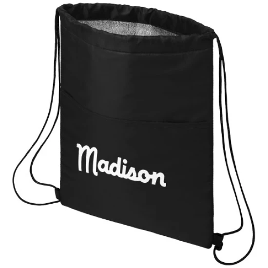 Koeltas met trekkoord | Polyester | 5L | Past 12 blikjes in | zwart