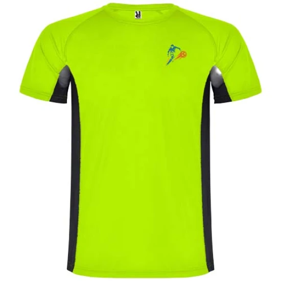 Roly kinder sport-T-shirt | Polyester 140g/m² | Ademend & technisch | fluor green;zwart