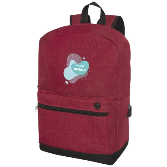 Zakelijke laptop rugzak | Polyester | 16L | Inclusief USB poort en kabel | heather donker rood