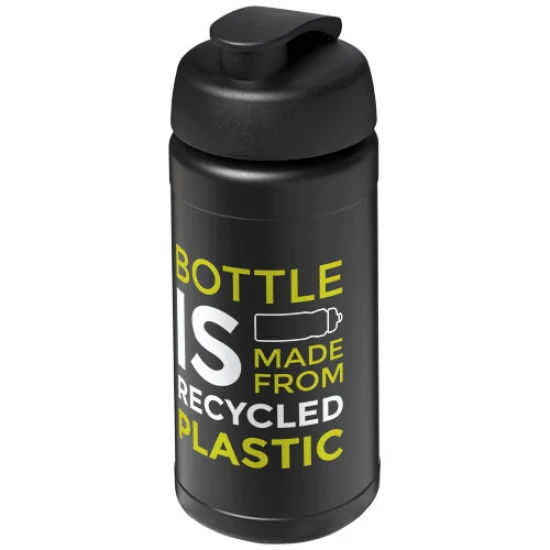 Sportfles | Gerecycled plastic | 500 ml | Klapdeksel | zwart;zwart
