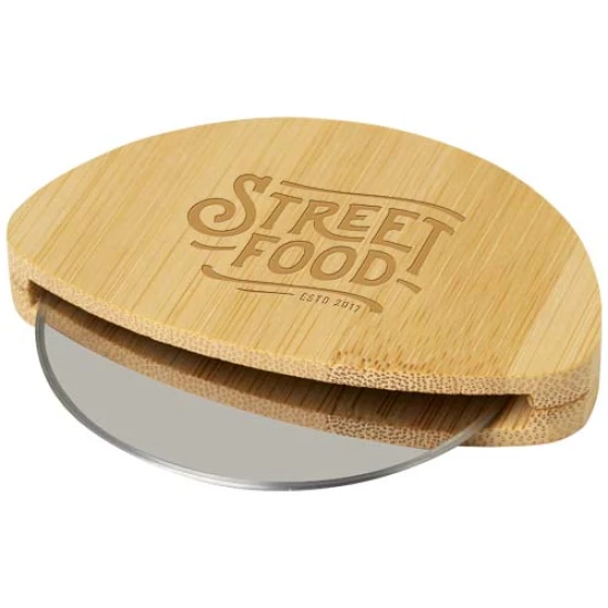 Pizzasnijder | Bamboe & roestvrij staal | Hoge kwaliteit | naturel