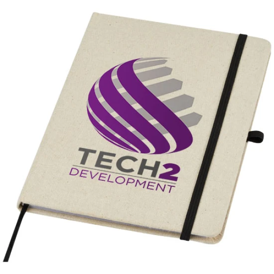 Notebook | Organic cotton | 120 pages | 17,4x22,2cm | Lined paper | Hardcover | natural;solid black