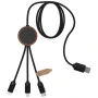 3-in-1-Ladekabel | Recyceltes PET & Holz | Beleuchtetes Logo | Rund