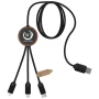 3-in-1-Ladekabel | Recyceltes PET & Holz | Beleuchtetes Logo | Rund