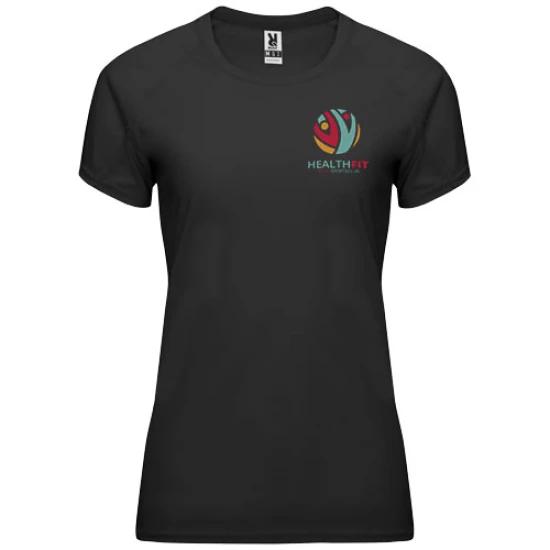 Roly sports t-shirt | 100% Polyester | Crew neck with covered seams | For women | solid black