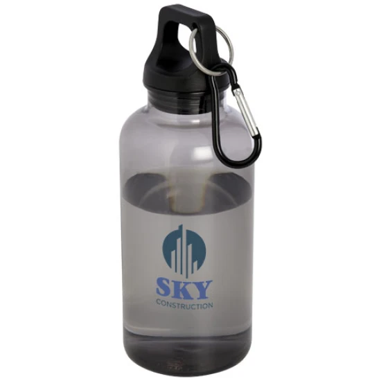 Waterfles | Gerecycled plastic | 400 ml | Karabijnhaak | zwart