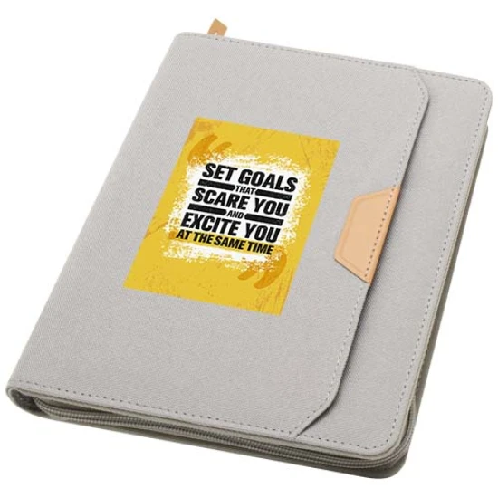 A5-map | rPET & papier 80g/m² | 64 crèmekleurige gelinieerde pagina’s | Met harmonica vak | grijs