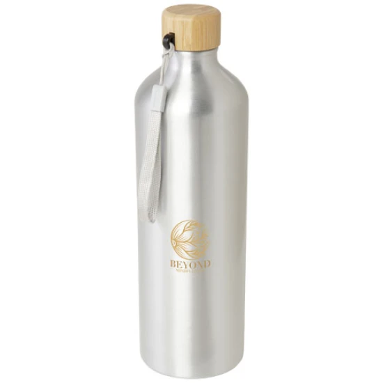 Water bottle | Recycled aluminium | 1L | Bamboo lid | silver