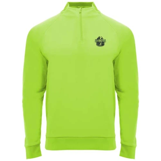 Roly lang mouw sweatshirt | Polyester 200g/m² | Unisex | Kwart ritssluiting | fluor green