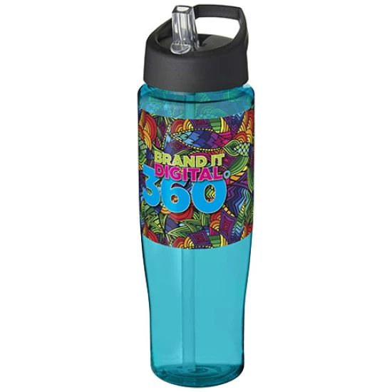 Spout lid sport bottle | PET Plastic | 700ml | aqua blue;solid black