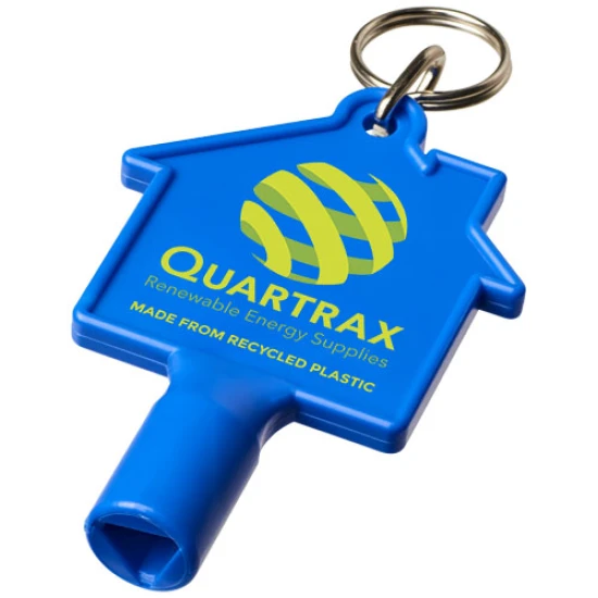 Multifunctionele sleutel sleutelhanger | Gerecycled plastic & metaal | 6,2 cm x 5,8 cm | Duurzaam | blauw