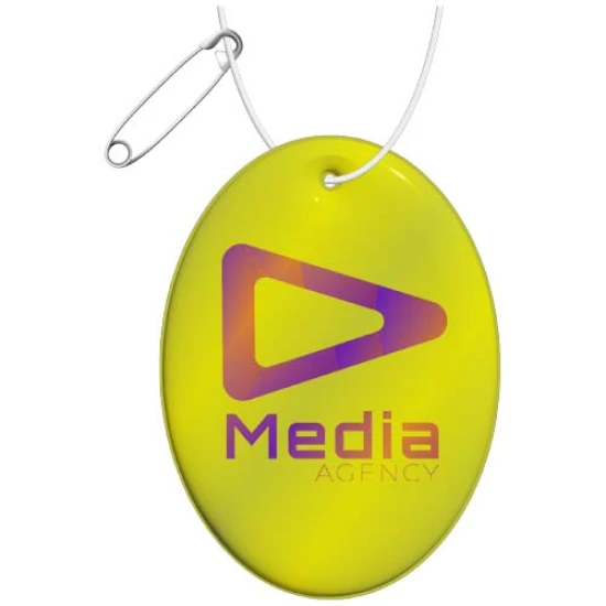 Oval hanger | PVC | Reflective neon | With white string and safety needle | Lightweight | neon yellow