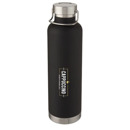 Thermos sports bottle | Stainless steel | 1L | Easy carrying | solid black