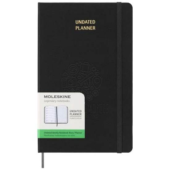 Moleskine ongedateerde L wekelijkse planner | Zuurvrij papier 70g/m² | Met binnenvak | zwart