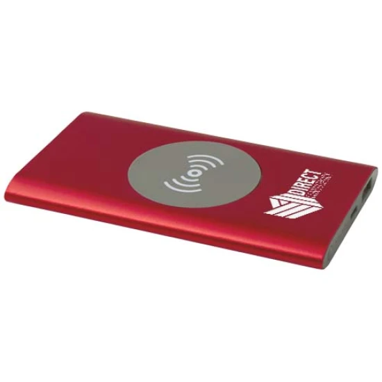 Draadloze powerbank | Gerecycled aluminium | 5W | Laadt 2 apparaten tegelijkertijd op | Draadloos | rood