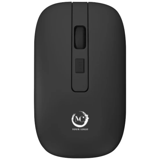 Wireless mouse | Recycled PET | Rechargeable | Light-up logo | solid black