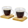 2 mugs isothermes | Verre | 100ml | Sous-verres en bambou inclus