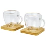 2 mugs isothermes | Verre | 100ml | Sous-verres en bambou inclus