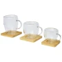 2 mugs isothermes | Verre | 100ml | Sous-verres en bambou inclus