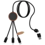 Cavo di ricarica 5 in 1 | Bamboo & rPet | Logo luminoso | Custodia rotonda