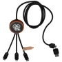 Cavo di ricarica 5 in 1 | Bamboo & rPet | Logo luminoso | Custodia rotonda