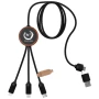Cavo di ricarica 5 in 1 | Bamboo & rPet | Logo luminoso | Custodia rotonda