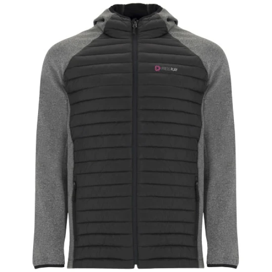 Roly unisex hybride geïsoleerde jas | 100% polyester | 2 voorzakken met ritsen | zwart;heather zwart