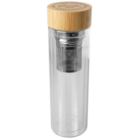 Infuser bottle | Borosilicate glass | 400ml | With bamboo lid | transparent clear