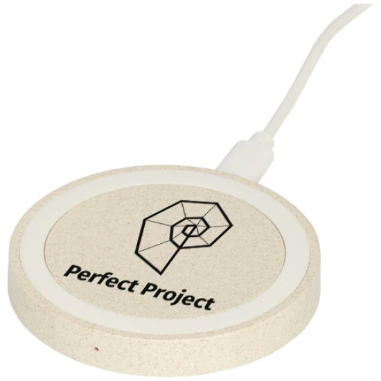 5W wireless charging pad | Wheat straw plastic & PP Plastic | Less plastic used | beige